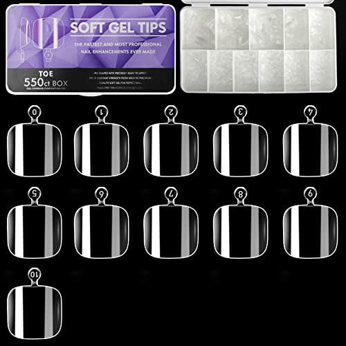 Clear Soft Gel Fake Toenail-Solid Square Fake Toenail Full Coverage Press on Toe Nail,Clear Ultra-thin Design Nail Extension,Smooth Traceless Hom