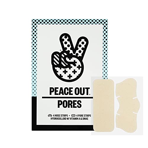Peace Out Skincare Pores. Hydrocolloid Pore-Refining Nose and Face Strips with Vitamin A to Shrink Enlarged Pores and Remove Excess Oil (4 pore a