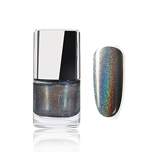 Holographic Nail Polish, Glitter Nail Polish With Mermaid Effect Silver Nail Polish, Long Lasting Nail Polish Polarising Glitter,Nail Polish Art