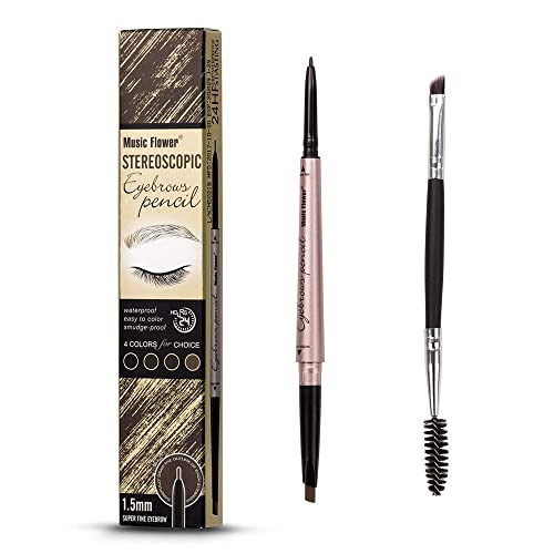 HeyBeauty Eyebrow Pencil with Brow Brush, Double Ended Eyebrow Pen, Automatic Makeup Cosmetic Tool (Dark brown)