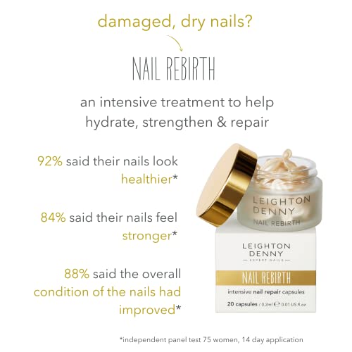 LEIGHTON DENNY Nail Rebirth - Intensive Nail Repair Capsules - Treatment for Dry, Damaged Nails - Vegan - 1 x Pack of 20, One Size