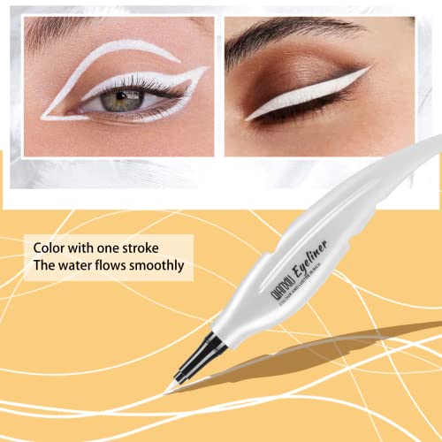 Beteligir Matte White Liquid Eyeliner, Waterproof Eye Liner Long Lasting Eye Brighten, Professional Highlighter White Eyeliner (White)