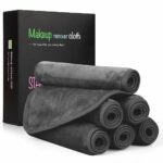 Nineigh Makeup Remover Cloth, Microfiber Flannel Face Cloth 6pcs Reusable Facial Cleansing Cloth for All Skin Types Make Up Removing, Grey