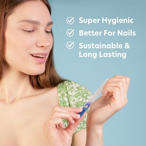 Glass Nail File with Case, Czech Glass Fingernail Files, Manicure Nail File for Natural Nails, Expert Precision Filing + Smooth Finish - Bona Fid