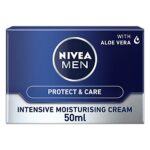 NIVEA MEN Intensive Moisturising Face Cream Protect & Care Pack of 3 (3 x 50 ml), Face Moisturiser for Dry Skin, Moisturiser for Men with Aloe Ve
