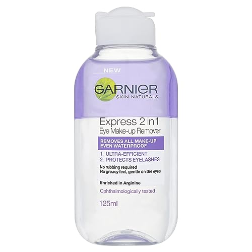Garnier Skin Active 2 in1 Eye Make Up Remover, Suitable For Waterproof Makeup, Gentle On Eyes and Eyelashes, Use With Reusable Micellar Eco Pads,