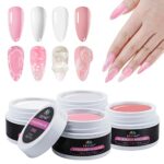 EBANKU Hard Builder Gel for Nails, 4 Colors Non-Sticky Hand Nail Extension Solid Builder Gel Clear Nude White Pink Hard Builder Gel Nail Extensio