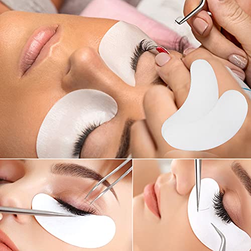Eye Gel Pads, Lint Free Eyelash Patches, 100 Pairs Under Eye Gel Pads for Pro Salon and Individual Eyelash Extension (SILVER)