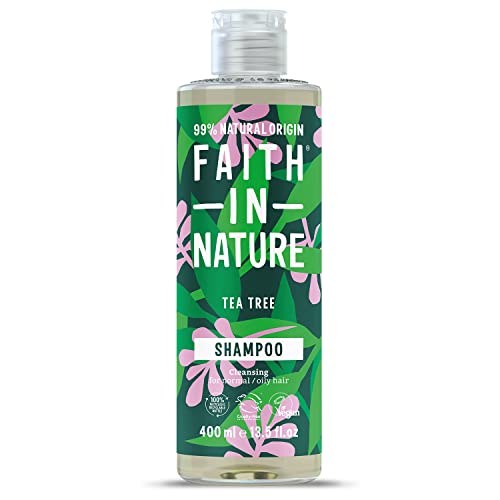 Faith In Nature Natural Tea Tree Shampoo, Cleansing, Vegan & Cruelty Free, No SLS or Parabens, For Normal to Oily Hair, 400ml