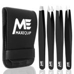 ME MAXEQUIP 4Pcs Tweezers for Facial Women and Men Professional Stainless Steel Eyebrow Tweezers Precision for Ingrown Hair Tweezers on Nose Ear