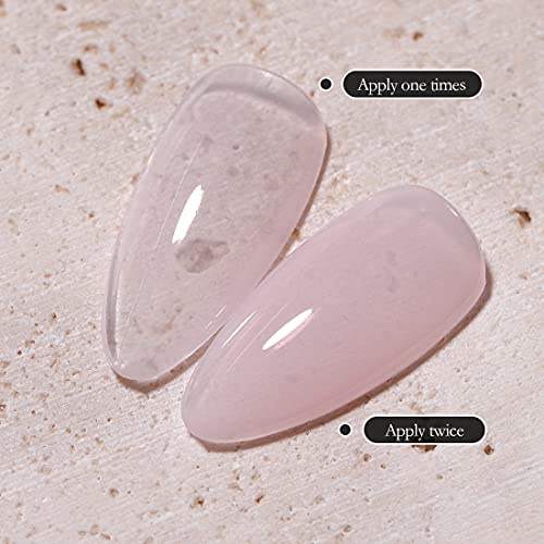 FANZEST Nude Gel Nail Polish LED UV Jelly Milky Transparent Clear Sheer Natural Color Gel Polish French Manicure Nail Art (Soft Clear Pink)