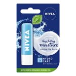 NIVEA Lip Balm Hydro Care with SPF 15 (4.8g), Hydrating Lip Balm with Aloe Vera, Moisturising Lip Care with Natural Oils for 12h Moisture Care, L