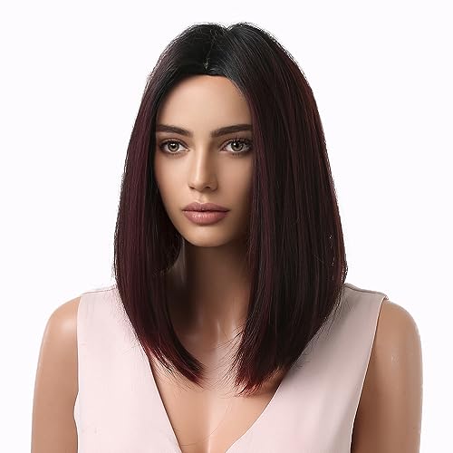 Esmee Short Wave Pink Bob Wigs With Bangs Shoulder Length Wig Curly Wavy Synthetic Cosplay Wigs for Women-12 Inches
