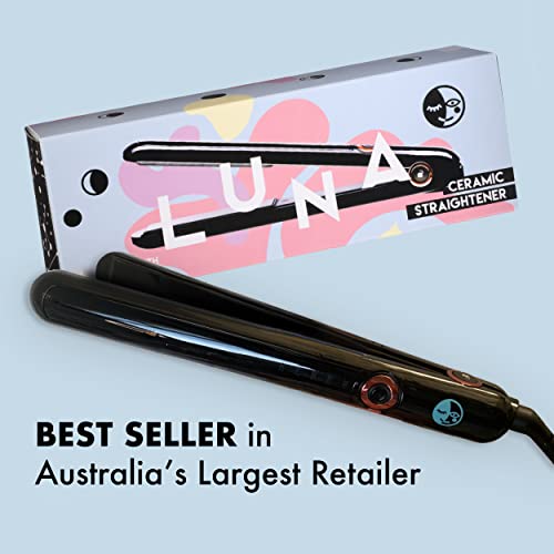 Luna Ceramic Hair Straightener - 38% Larger Argan Oil Infused Plates - Straighten & Wave - 150-230℃ for a Smooth Finish - 12 Mo Warranty