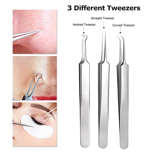 Blackhead Remover Tool Kit,8 Pieces Comedone Extractor Tool Blemish Whitehead Removal Acne Needle Pimple Spot Popper Stainless Steel (Sliver) (An