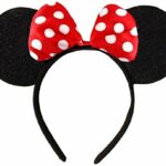 Black With Red Bow & White Polka Dot Minnie Mouse Disney Fancy Dress Ears Head Band