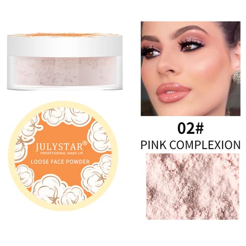 Invisible Fixing Face Powder,Pink Makeup Setting Matte Face Powder,Touch-proof Translucent Setting Powder,Loose Powder Makeup,Long Lasting Matte