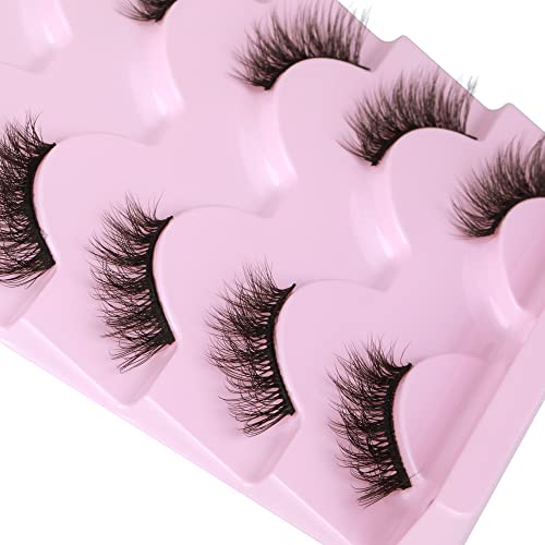 Newcally Eyelashes Half Lashes Natural Cat Eye Wispy False Eyelashes Fluffy Volume Strip Fake Eyelashes Accent Corner 3/4 Eye Lashes Cluster DIY
