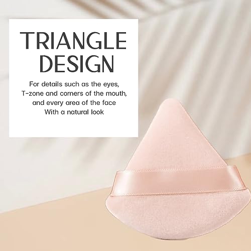 Premium Powder Puff Set Of 2, Makeup Sponge, Triangle Powder Puff Is Soft On Your Skin, Powder Puff Face Triangle Sleek Design And Finger Strap M