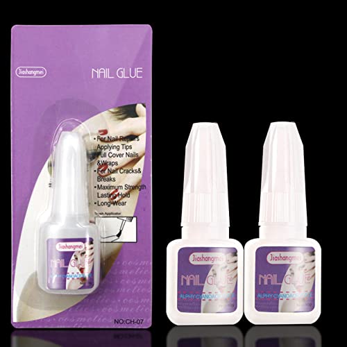 2 PCS Nail Glue Extra Strong, Long Lasting & Quick Drying Acrylic Nail Glue That Doesn't Require UV Light, False Nails Glue with Brush Head