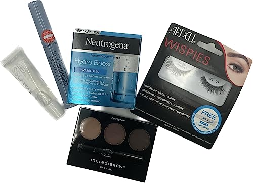 Complete Beauty Make-Up Bundle of Moisturiser, Eye Lashes, Eye Brow Kit, Mascara, Lip gloss for every day use