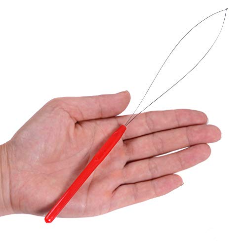 10PCS Multicolored Plastic Hair Extension Loop Needle Tool Loop Threader Pulling Hook Bead Device Tool for Hair Extensions Feather Extensions