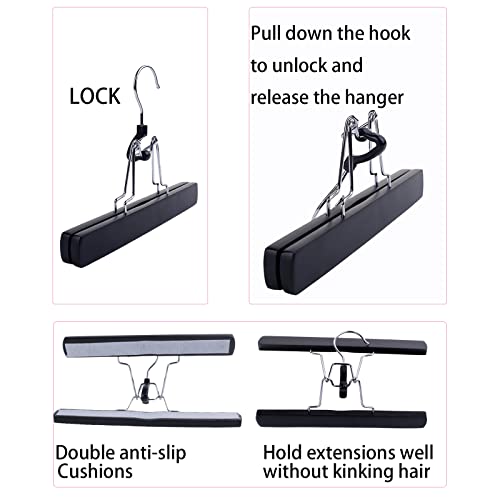 RJMBMUP Hair Extensions Storage Bag with Hanger Hairpieces Storage Holder Wigs Carrier Case for Store Style Hair Black Color