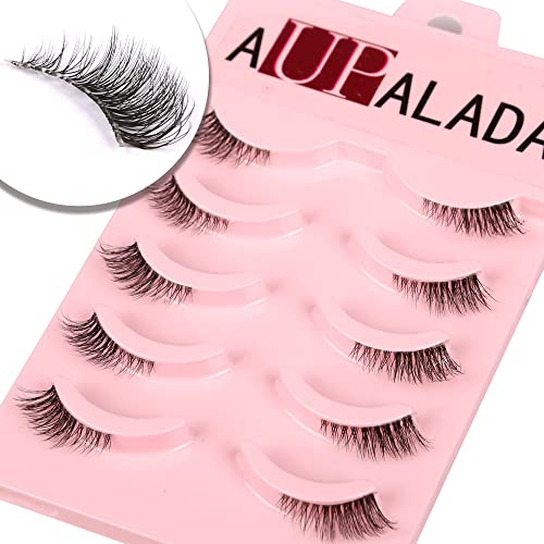 False Eyelashes Natural Half Lashes Short Wispy Clear Band 1/2 Lashes Pack Cat Eye 3D Faux Mink 3/4 Eye Lashes Multipack By AUPALADA, Lash Cluste