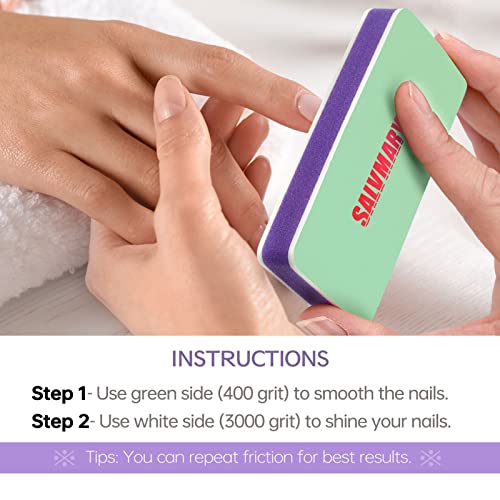 Shining Nail Buffer Block - 2 Sided Nail Shiner Sponge Polisher Buffing File 400/3000 Grit Manicure Nail Art Tools 2Pcs