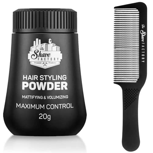 The Shave Factory Hair Styling Powder - Mattifying and Volumizing Powder, with comb types suitable for all areas of use, hair comb and powder wax
