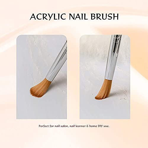 Aokitec Kolinsky Acrylic Nail Brush #12 Oval Crimped Sable Acrylic Brush for Nails Wood Nail Art Brush for Acrylic Application Manicure Tool