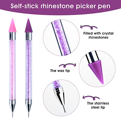 Rhinestone Picker Tool Wax Pencil for Rhinestones diamond painting Dotting Pen 2pcs Dual-Ended Rhinestones Pen with 2 Extra Wax Tips and 1 Nail A