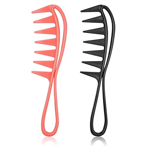 Fuyamp 2 Packs Wide Tooth Shark Combs, Salon Large Teeth Shark Combs Curly Hair Salon Barber Comb, Afro Comb Curl Comb Hairstyle Comb Salon Haird