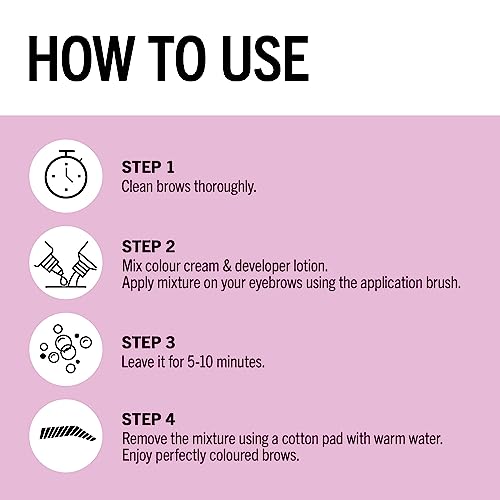 Schwarzkopf Brow Tint Professional formula Eyebrow Dye Brow Tinting Kit with Gentle Permanent Colour - Dark Brown (Packaging may vary)