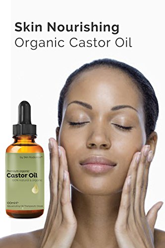 Premium Castor Oil Organic By Skin Radiance® Certified, Hexane Free & Cold Pressed - Vegan & Non GMO - Amazing Results For Hair Growth, Eyelash G