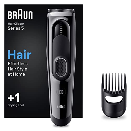 Braun Hair Clipper Series 5, Featuring Lifetime-Sharp Blades, 9 Length Settings, 50-min runtime, Gifts for Men, HC5310, Black