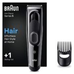 Braun Hair Clipper Series 5, Featuring Lifetime-Sharp Blades, 9 Length Settings, 50-min runtime, Gifts for Men, HC5310, Black