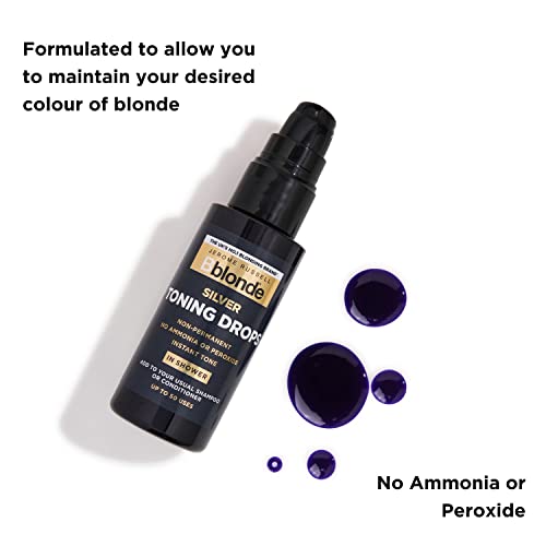 Jerome Russell Bblonde Silver Toning Drops - Non-Permanent Silver Hair Toner, Refresh & Maintain Blonde Hair Dye, Add Drops in Shower with Shampo