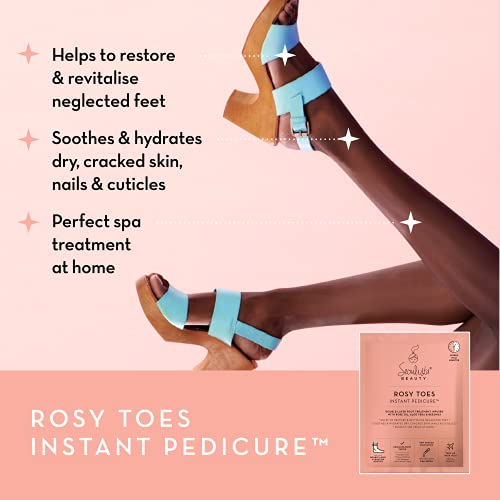Seoulista Beauty Rosy Toes Instant Pedicure – At Home Foot Mask Treatment — Soothe and Hydrate Dry, Cracked Skin — Revitalise Neglected Feet— Wit