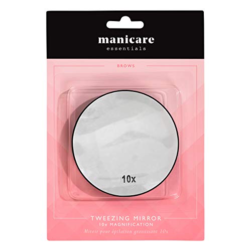 Manicare Magnifying Mirror With 10x Magnification, Round Mirror Ideal For Eyebrow Tweezing and Professional Makeup Application, With Suction Cups