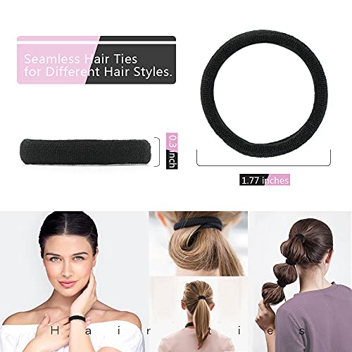 Dreamlover Thick Hair Bands for Women, Black Hair Ties No Damage, Soft Hair Bobbles for Thick Hair, 50 PCS