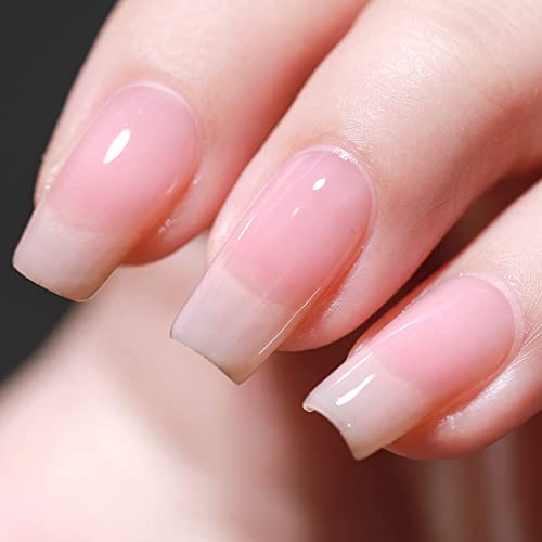 FANZEST Nude Gel Nail Polish LED UV Jelly Milky Transparent Clear Sheer Natural Color Gel Polish French Manicure Nail Art (Soft Clear Pink)