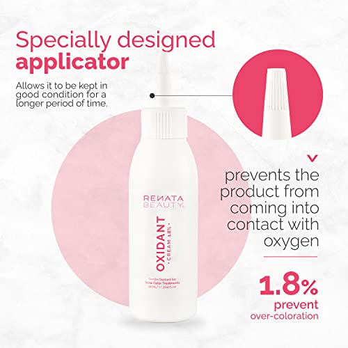 Renata Beauty Brow Tint Developer 90ml – Gentle Cream Developer 1.8% – Cream Color Activator for Lash and Brow Permanent Dye – Oxidant Cream for