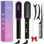 VKK Hair Straightener Brush, Hair Straightener Comb with 25s Fast Heating Ceramic PTC, 5 Temp Settings & Anti-Scald, Straightening Brush for Wome
