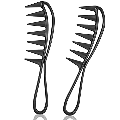 Fuyamp 2 Packs Wide Tooth Shark Combs, Salon Large Teeth Shark Combs Curly Hair Salon Barber Comb, Afro Comb Curl Comb Hairstyle Comb Salon Haird
