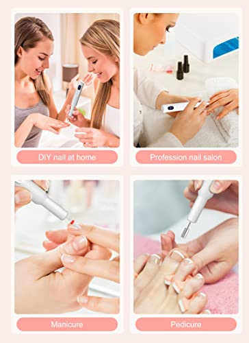 Electric Nail Files, Nail Drill Portable E File Kit with Rechargeable Base, 12 Drill Bits, Adjustable Speed Electric Manicure and Pedicure Set fo