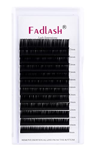 Eyelash Extensions 0.05mm D Curl Mix 8-14mm FADLASH Classic Lash Extensions 1:1 Individual Classic Eyelashes Black Matte Single Lashes Extension