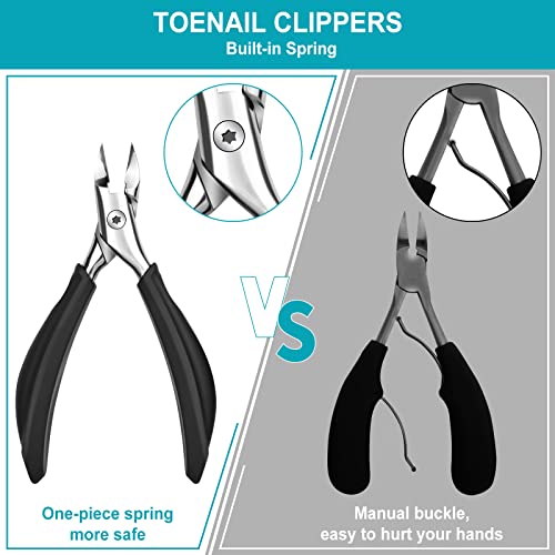 Toe Nail Clippers for Thick Nails for Elderly, 4PC Toenail Clipper for Men Professional Ingrown Toenail Tool Sharp Nail Clippers with Nail File C