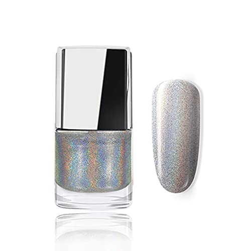 Holographic Nail Polish, Glitter Nail Polish With Mermaid Effect Silver Nail Polish, Long Lasting Nail Polish Polarising Glitter,Nail Polish Art