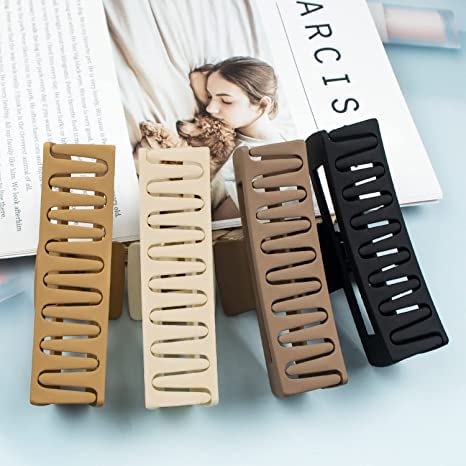 QAIMER hair claw clips for women thick hair, 4.1 inch matt coated hair clips women for thick & thin hairs, 4PCS